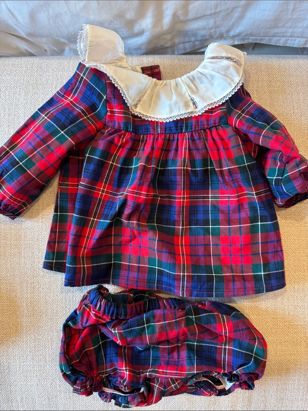 Janie and Jack Fireside Red Tartan Baby Matching Set 3-6 mo
